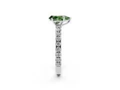 Fancy Green Pear Cut Diamond Pavé Solitaire Engagement Ring Set in White gold with Prong Setting