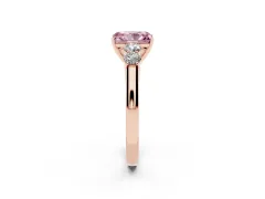 Fancy Pink Radiant Cut Diamond Five-Stone Prong Set Band Ring Set in Rose gold with Polished Band