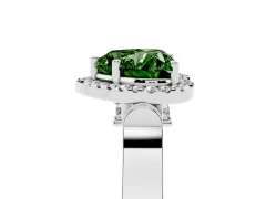 Fancy Green Heart Cut Diamond Halo Ring Set in White gold with Twist Band and Pavé Accents