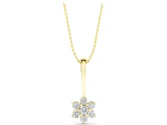 Round Diamond Cluster Pendant Set in Yellow gold with Six-Prong Setting
