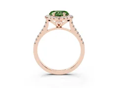 Fancy Green Heart Cut Diamond Cushion Halo Ring Set in Rose gold with Pavé Band