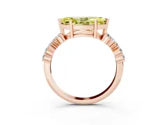 Fancy Yellow Marquise Cut Diamond Ring Set in Rose gold with Scattered Round Accents