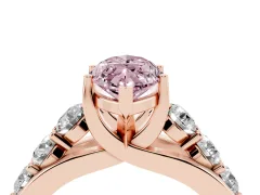 Fancy Pink Marquise Cut Diamond Pavé Engagement Ring Set in Rose gold with Prong Setting