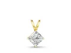 Princess Cut Pendant Set in Yellow gold with Bezel Setting