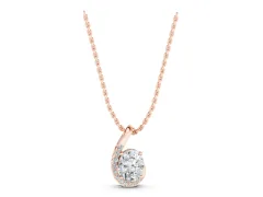 Round Diamond Swirl Pendant Set in Rose gold with Prong-Set Center and Accent Row