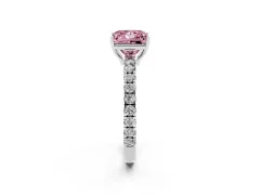 Fancy Pink Princess Cut Diamond Pavé Solitaire Engagement Ring Set in Silver with Prong Setting