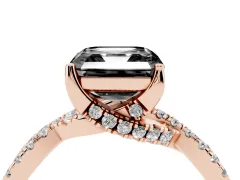 Fancy Black Asscher Cut Diamond Twist Pavé Solitaire Engagement Ring Set in Rose gold with Prong Setting