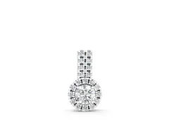 Round Halo Diamond Pendant Set in White gold with Double Prong Center