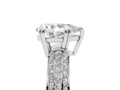 Pear Cut Diamond Solitaire Ring Set in Silver with Multi-Row Round Pavé Band and Prong Setting