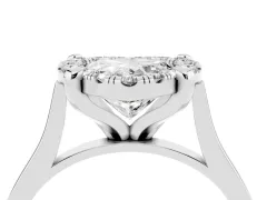 Heart Cut Diamond Cluster Halo Solitaire Ring Set in Platinum with Prong Setting