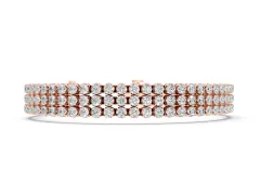 Round Diamond Three-Row Tennis Bracelet Set in Rose gold with Bezel Setting