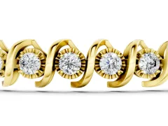 Round Diamond Tennis Bracelet Set in Yellow gold with Spiral Prong Setting