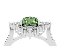 Fancy Green Pear Cut Diamond Cluster Halo Ring Set in White gold with Marquise and Round Accents