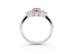 Fancy Pink Emerald Cut Diamond Cluster Ring Set in White gold with Beaded Band