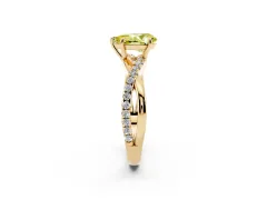 Fancy Yellow Pear Cut Diamond Twisted Pavé Band Ring Set in Yellow gold with Prong Setting
