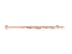 Round Cut Diamond Twisted Cable Chain Bracelet Set in Rose gold with Bezel Setting