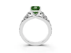 Fancy Green Princess Cut Diamond Pavé Engagement Ring Set in Platinum with Prong Setting