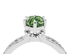 Fancy Green Marquise Cut Diamond Solitaire Ring Set in Platinum with Channel Set Band and Prong Setting
