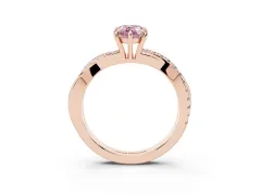 Fancy Pink Pear Cut Diamond Twisted Pavé Band Ring Set in Rose gold with Prong Setting