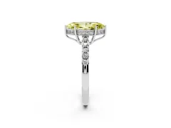 Fancy Yellow Marquise Cut Diamond Solitaire Engagement Ring Set in Silver with Pavé Band and Prong Setting