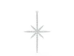 Pavé Round Diamond Starburst Pendant Set in Silver with Prong-Set Rays