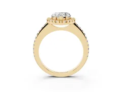 Heart Cut Diamond Pavé Halo Ring Set in Yellow gold with Prong Setting