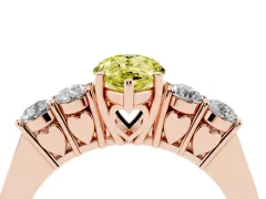 Fancy Yellow Pear Cut Diamond Five-Stone Prong Set Band Ring Set in Rose gold with Polished Band