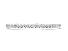 Round Diamond Tennis Bracelet Set in Silver with Box Chain and Basket Prong Setting