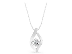 Leaf Pendant Set in Silver with Bezel-Set Round Diamond