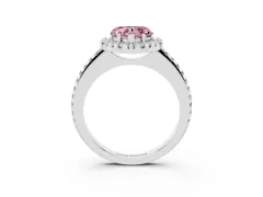 Fancy Pink Heart Cut Diamond Pavé Halo Ring Set in Platinum with Prong Setting