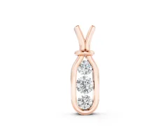 Three-Stone Round Diamond Bezel Pendant Set in Rose gold with Vertical Metal Frame