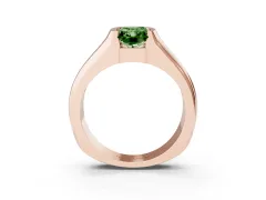 Fancy Green Radiant Cut Diamond Bezel Solitaire Ring Set in Rose gold with Wide Band