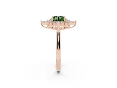 Fancy Green Round Cut Diamond Cluster Halo Ring Set in Rose gold with Marquise and Round Accents