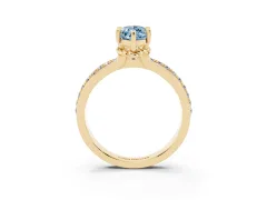 Fancy Blue Marquise Cut Diamond Solitaire Ring Set in Yellow gold with Channel Set Band and Prong Setting