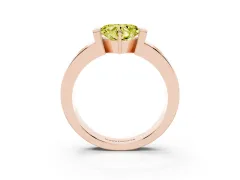 Fancy Yellow Heart Cut Diamond Channel-Set Band Ring Set in Rose gold with Bezel Prong Setting