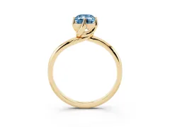 Fancy Blue Emerald Cut Diamond Solitaire Engagement Ring Set in Yellow gold with Classic Plain Band
