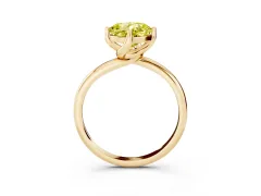 Fancy Yellow Cushion Cut Diamond Solitaire Engagement Ring Set in Yellow gold with Classic Plain Band