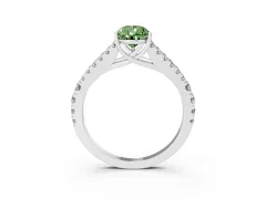 Fancy Green Pear Cut Diamond Split Shank Pavé Engagement Ring Set in Silver with Prong-Held Center Stone