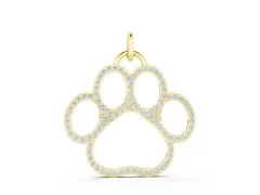 Pavé Round Diamond Paw Pendant Set in Yellow gold with Prong Setting