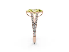 Fancy Yellow Marquise Cut Diamond Split Shank Pavé Engagement Ring Set in Rose gold with Prong-Held Center Stone