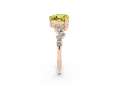Fancy Yellow Heart Cut Diamond Ring Set in Rose gold with Scattered Round Accents