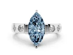 Fancy Blue Marquise Cut Diamond Channel-Set Band Ring Set in White gold with Bezel Prong Setting