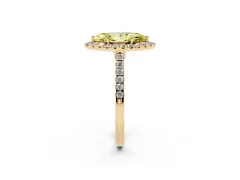Fancy Yellow Marquise Cut Diamond Halo Pavé Engagement Ring Set in Yellow gold with Prong Setting