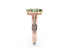 Fancy Green Marquise Cut Diamond Solitaire Ring Set in Rose gold with Channel Set Band and Prong Setting