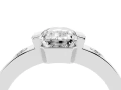 Emerald Cut Diamond Channel-Set Band Ring Set in Platinum with Bezel Prong Setting