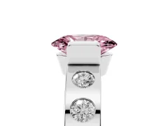 Fancy Pink Oval Cut Diamond Channel-Set Band Ring Set in Platinum with Bezel Prong Setting