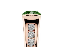 Fancy Green Cushion Cut Diamond Bezel-Set Solitaire Ring Set in Rose gold with Channel-Set Band