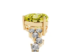 Fancy Yellow Heart Cut Diamond Ring Set in Yellow gold with Scattered Round Accents
