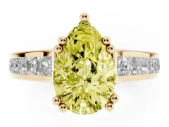 Fancy Yellow Pear Cut Diamond Channel Set Solitaire Engagement Ring Set in Yellow gold with Prong Setting