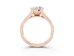 Heart Cut Diamond Bezel-Set Solitaire Ring Set in Rose gold with Channel-Set Band
